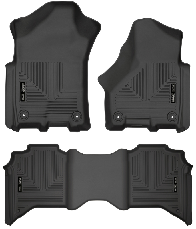Ram 3500 Floor Liners - Front + 2nd Seat - Husky Liners - Weatherbeater - Black - `19-`21 Ram 3500 Floor Liners - Front + 2nd Seat - Husky Liners - Weatherbeater - Black - `19-`21